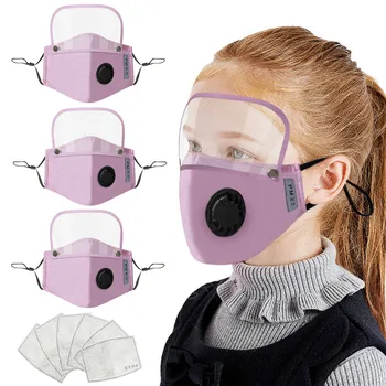 

1/3/5 Pc Washable Children Reusable Mask Set For Kids Mouth Face Mask With 2/6/10 Pcs Pm2.5 Filters And Detachable Eye Shield