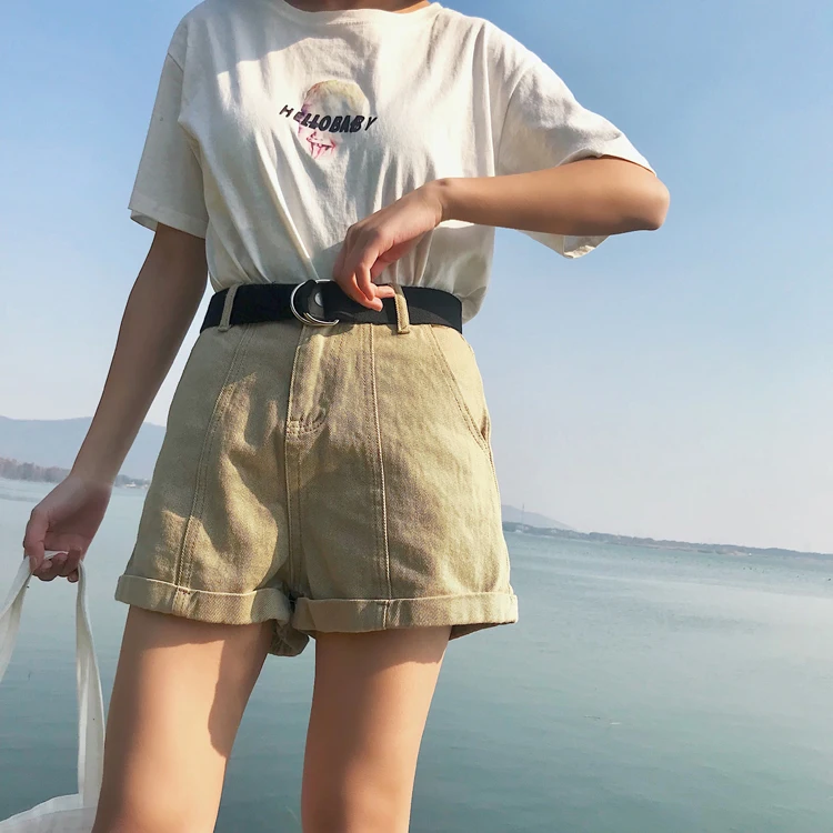 S-xl, 2XL Плюс Размер летние шорты с высокой талией feminino джинсовые шорты откатные Джинсы женские повседневные шорты(0920