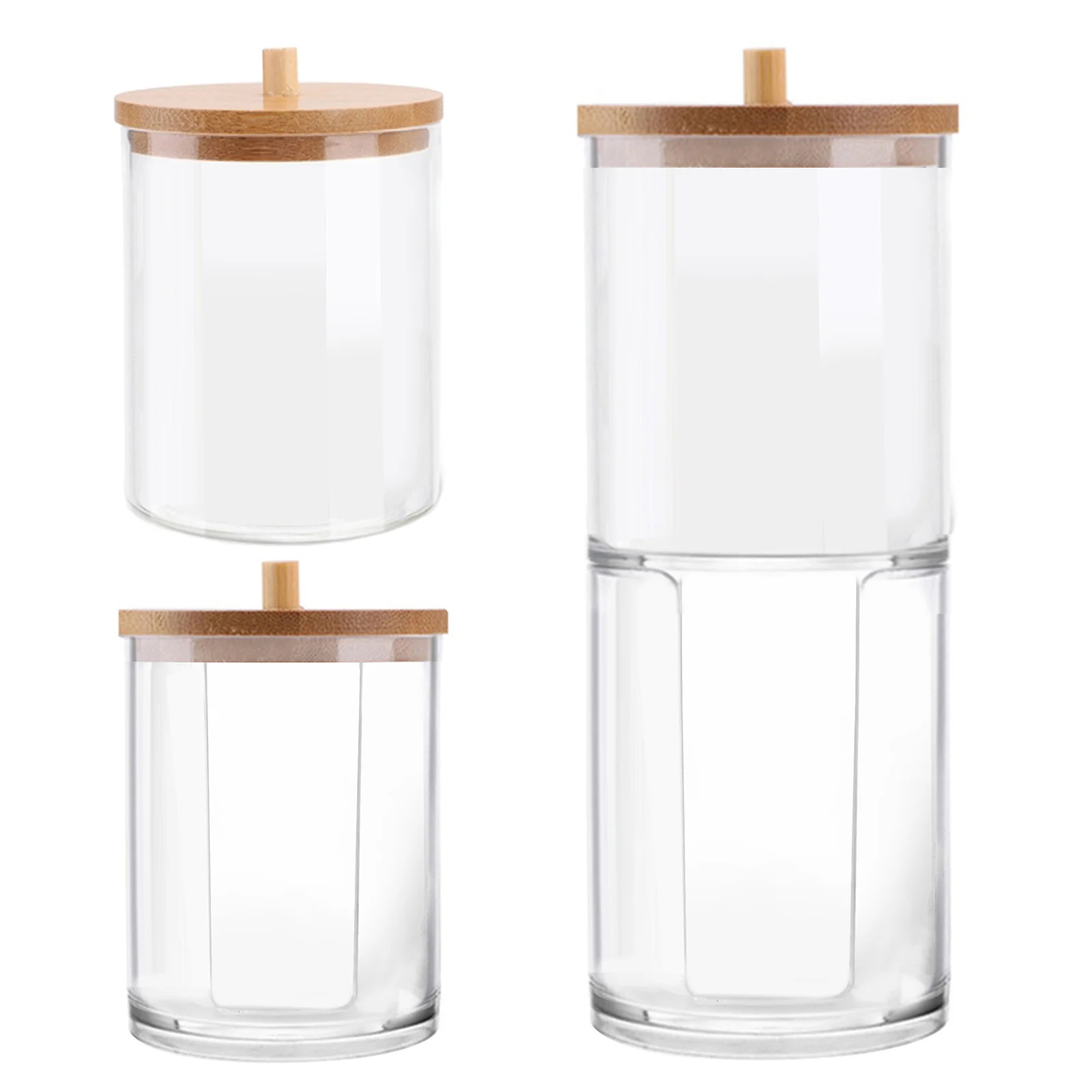 Acrylic Round Makeup Storage Box Portable Cotton Pads Organizer Cotton