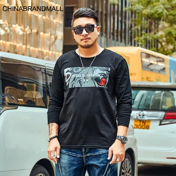 

Tide Brand Tide Fat Man Big size Male Leisure Loose Plus Fat Plus Fat Printing Long Sleeve T-shirt Male Season