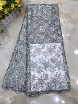 

2019 Gold Beautiful French Sequins Lace Fabric Fashionable Bright African Nigerian Lace Fabrics For Party Dress