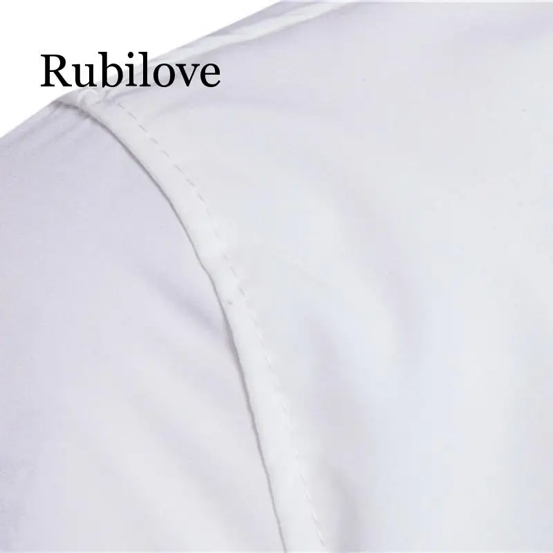 Rubilove поддельные 2 шт мужские рубашки Брендовые мужские рубашки с длинным рукавом Повседневные однотонные облегающие черные мужские рубашки размера плюс