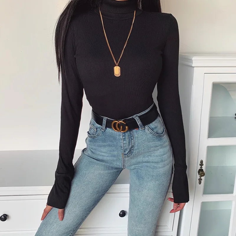 

Autumn Winter Women Sexy Turtleneck Slim Pullover Sweaters Ladies Casual Fashion Solid Color Long Sleeve Sweaters Shirts