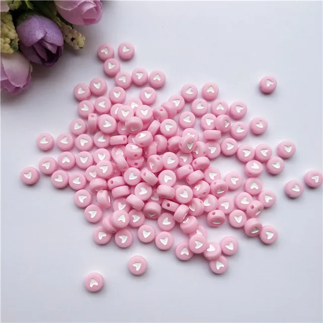 pink 100 шт./лот 7 мм акриловые разделенные бусины круглой формы сердце любовь бусины для самостоятельного изготовления ювелирных изделий ручной работы Подвески браслет аксессуары - Цвет: pink