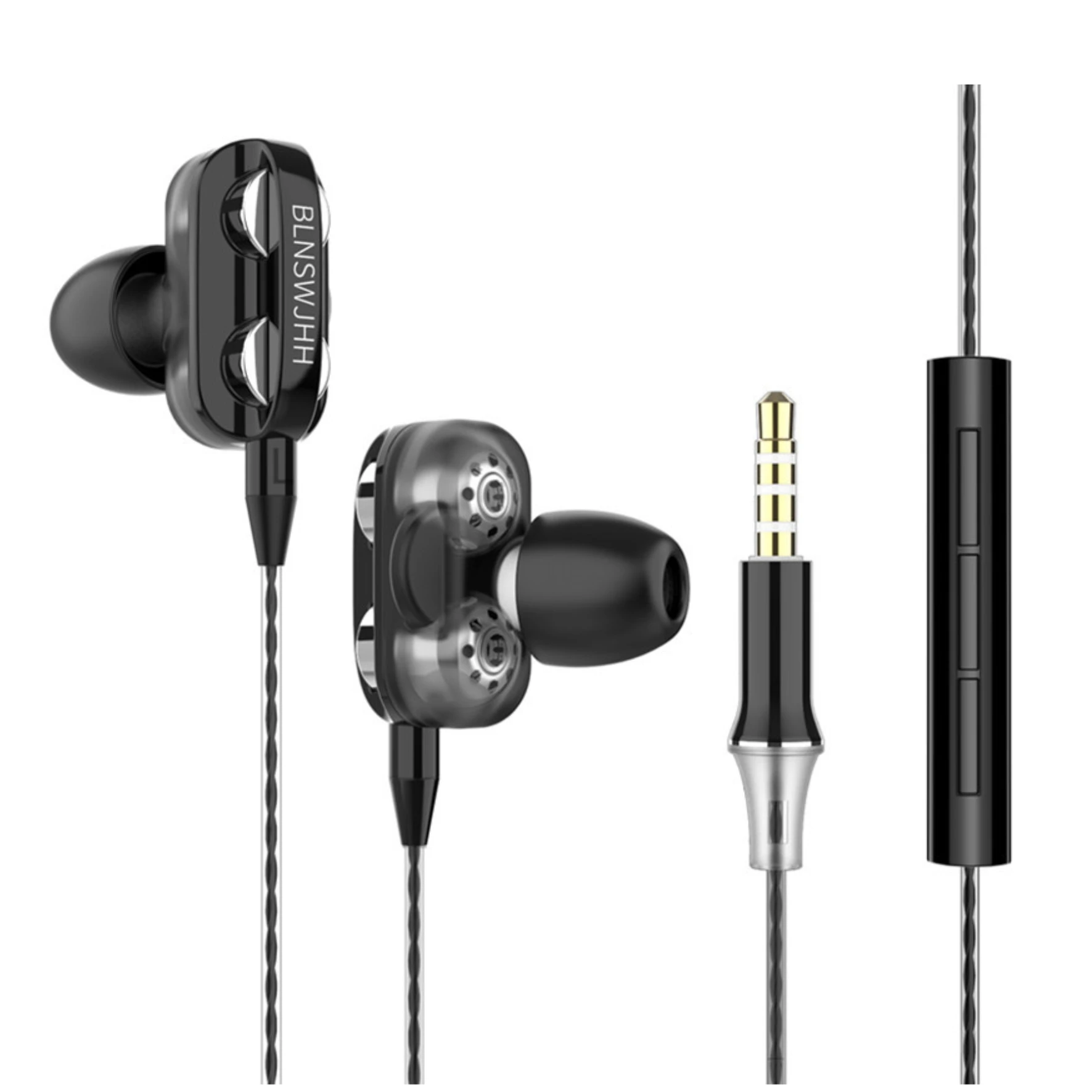 Headset dual dynamic dual speaker headset remote tone running in ear