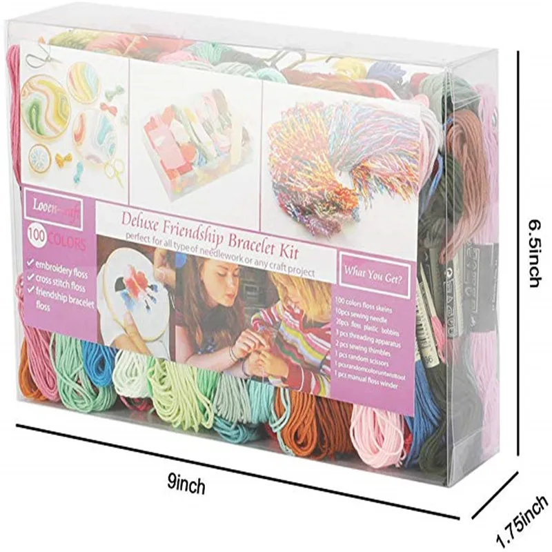 100 Colors Cross Stitch Threads Friendship Bracelet String Kit Embroidery Thread Kit With Floss Winder,Bobbin Sewing Accessories