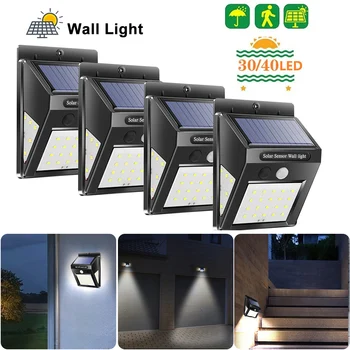 

4pcs 6-40 LED Solar Light Outdoor Solar Lamp PIR Motion Sensor Solar Powered Sunlight Street Light for Garden Decoration