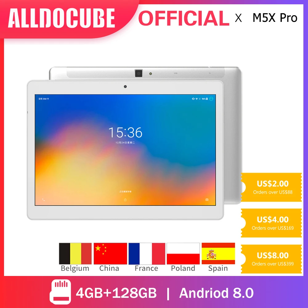 ALLDOCUBE-Tableta de 4GB de Ram, dispositivo tablet M5X Pro con pantalla de 10.1 pulgadas IPS, procesador MTK X27 Deca Core, 128GB ROM, Android 8.0, GPS, tarjeta SIM doble, Wifi dual
