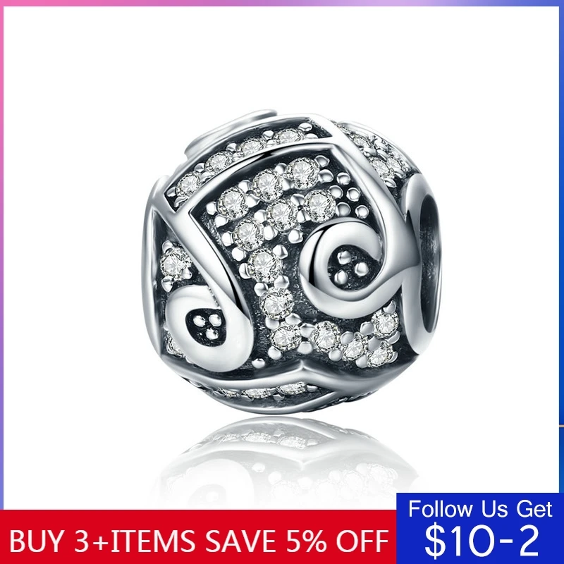 

CodeMonkey Authentic 925 Sterling Silver Charm Music Melody Notes AAA Zircon Beads fit Charm Bracelet & Bangles DIY Jewelry C608