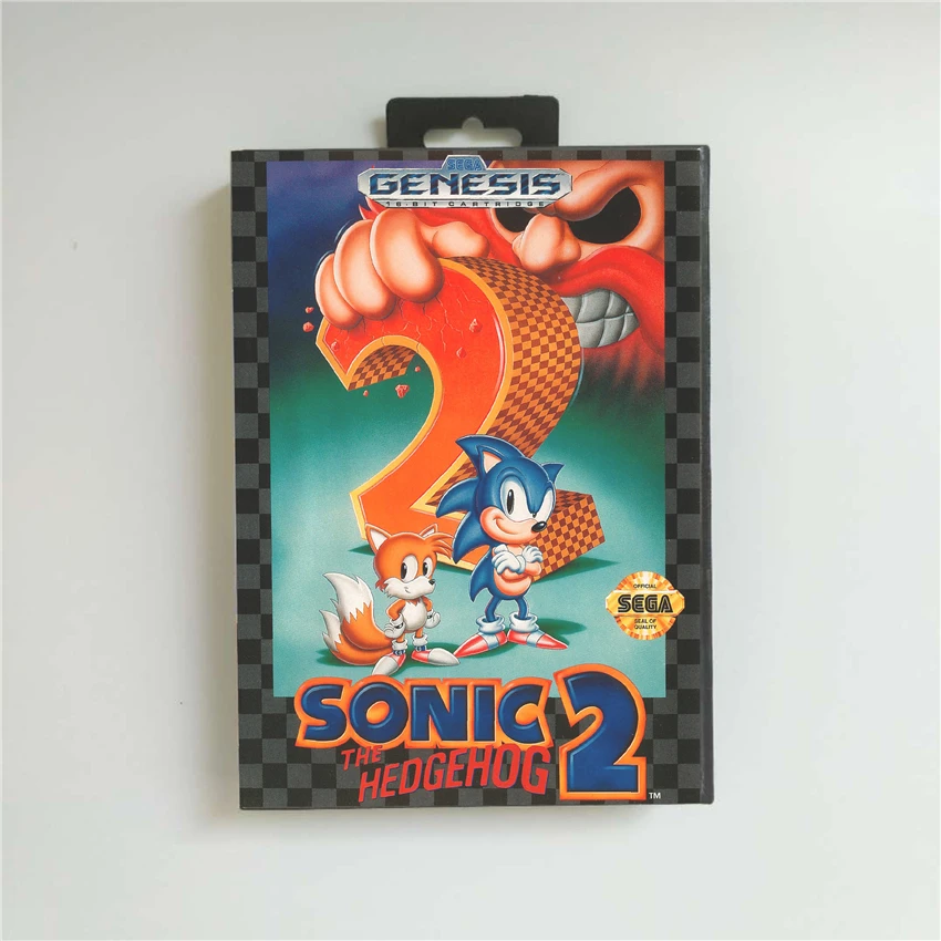 

Sonic the Hedgehog 2 - USA Cover With Retail Box 16 Bit MD Game Card for Sega Megadrive Genesis Video Game Console