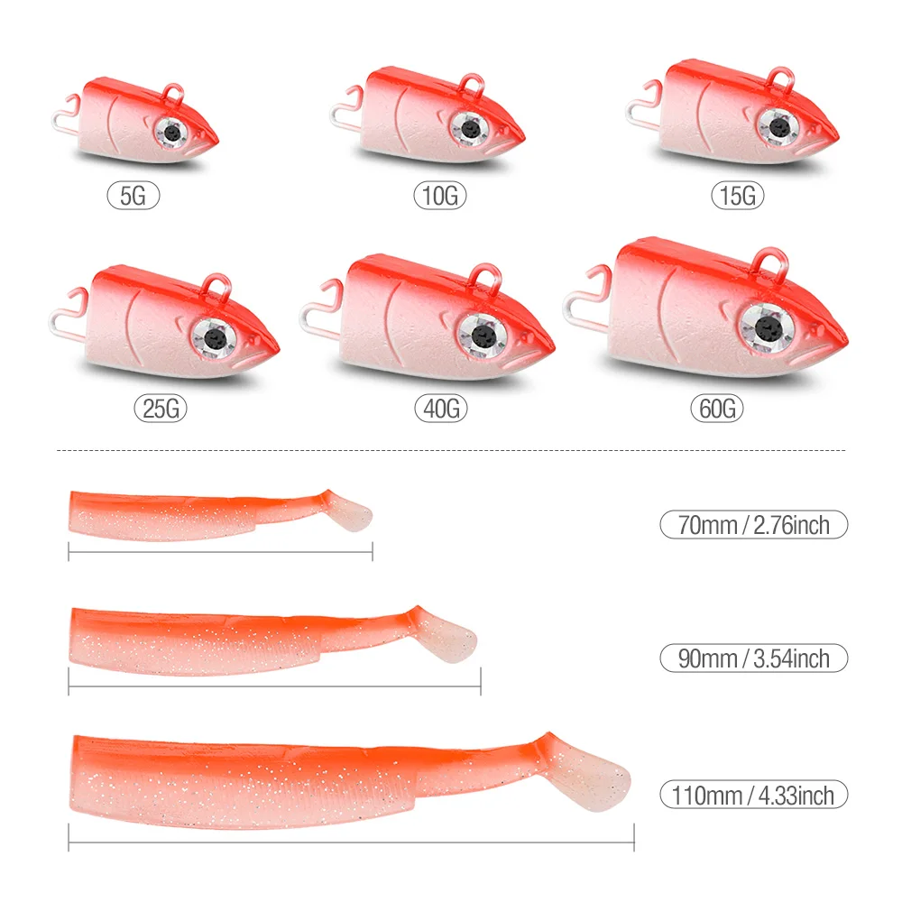 Рыболовная приманка DONQL Minnow с свинцовой головкой Мягкая наживка 5g10g15g25g40g60g