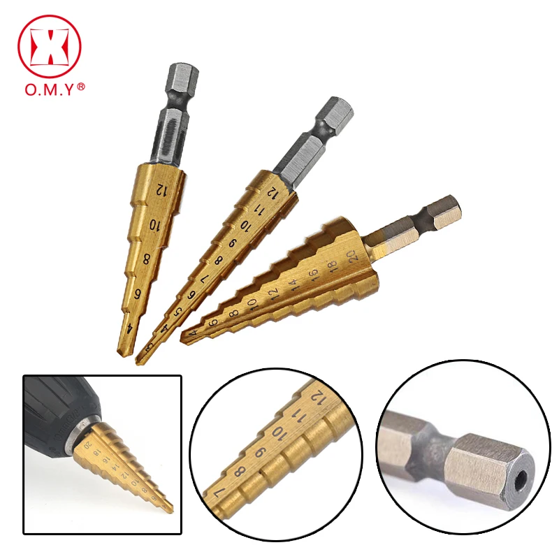 3pcs 4241 HSS Metric 1/4 Hex Shank Titanium Coated Step Drill Bit Cutting Tool Smoother Drill Bit Set 3pcs 4241 HSS Metric 1/4 Hex Shank Titanium Coated Step Drill Bit Cutting Tool Smoother Drill Bit Set