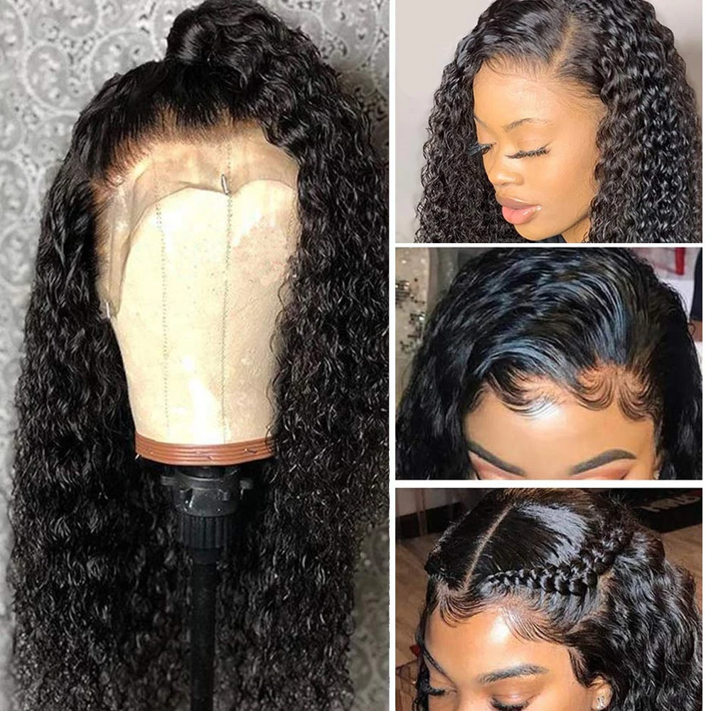 Монгольские кудрявые волосы на кружеве спереди, парики из натуральных волос, 150% плотность, парики из человеческих волос для черных женщин