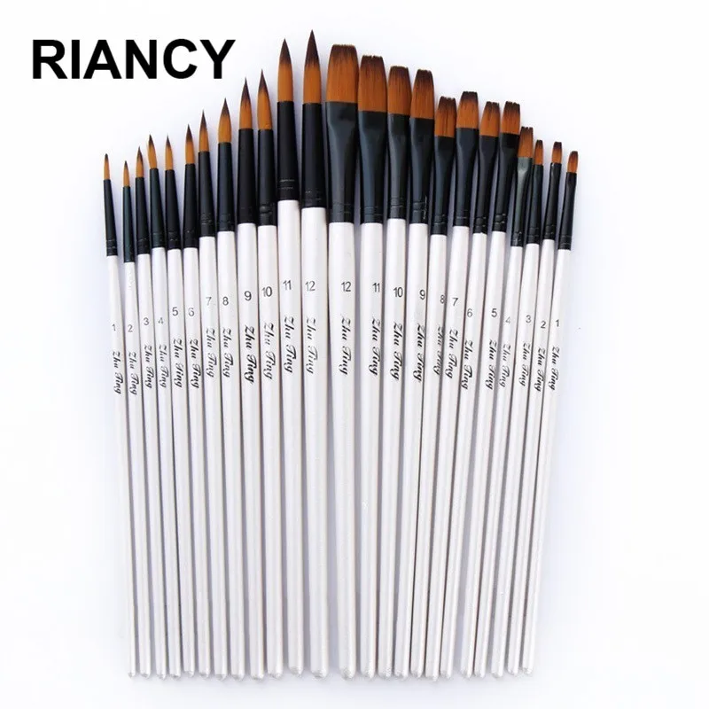 Кисти профессиональные масляные акварельные с деревянной ручкой 12 шт./лот