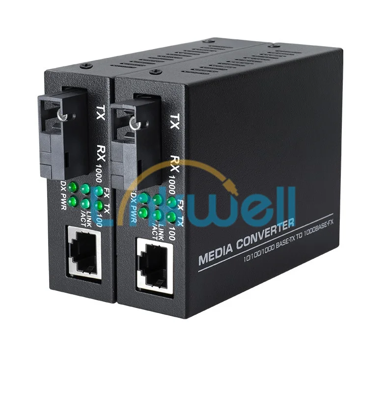 Gigabit Fiber Optic Media Converter 10/100/1000Mbps 1310/1550nm Single Mode Single Fiber 3KM/5KM SC Port External Power Supply