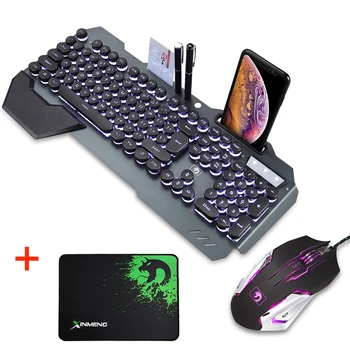 

Wired Gaming Keyboard and Mouse 3200 DPI RGB Rainbow Backlit Waterproof Mechanical Gamer Keyboard with Mouse Pad