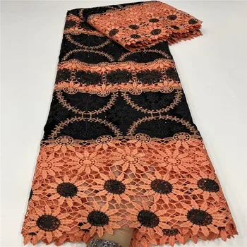 

Swiss Voile Lace With Stones African Lace Fabric 5Yards Water soluble velvet Embroiderey Dubai Laces For Wedding Dress