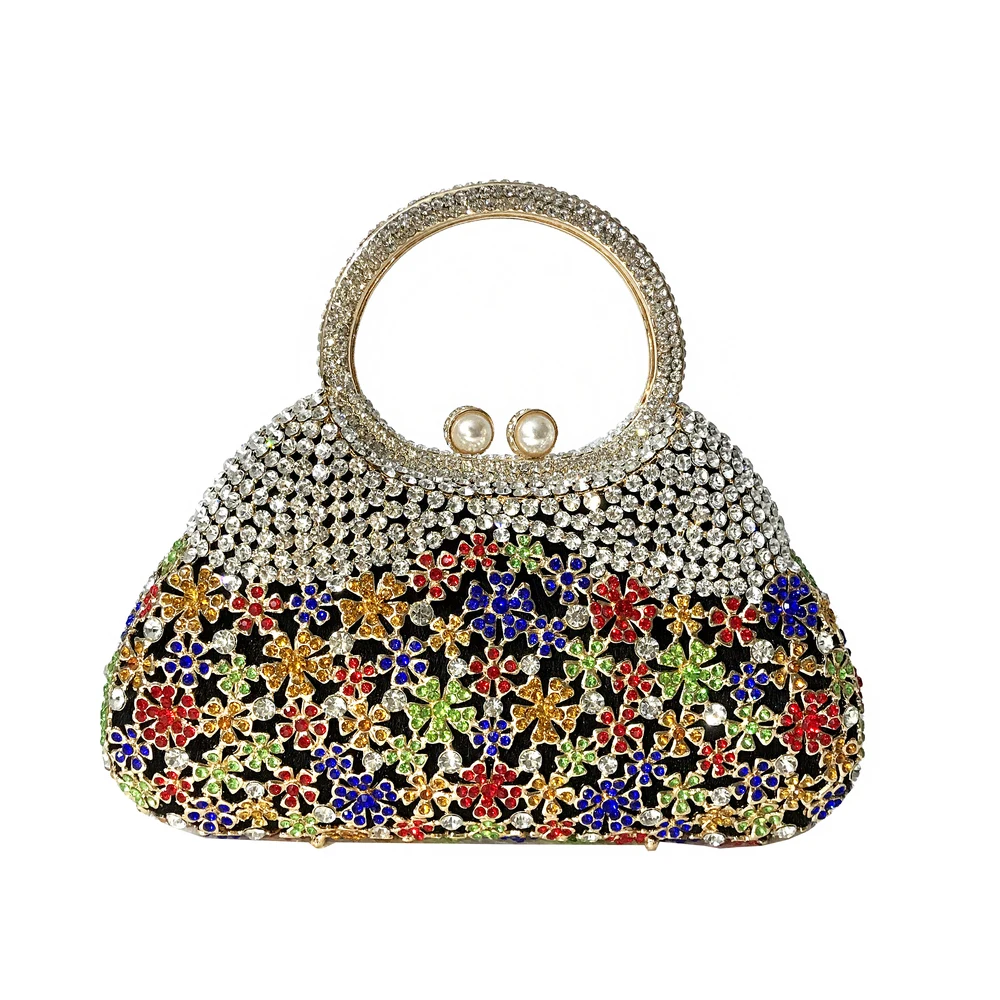 Черный Women's Bags Alloy Evening Bag Crystals / Hollow-out Gold / Fall& Winter - Цвет: Черный