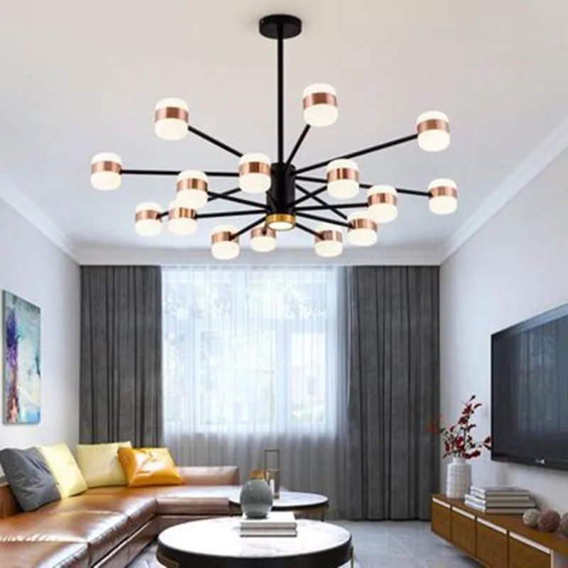 Modern nordic chandeliers lighting 6-16 heads creatvie black rose gold led ceiling hanging lamp for living dining room bedroom | Освещение