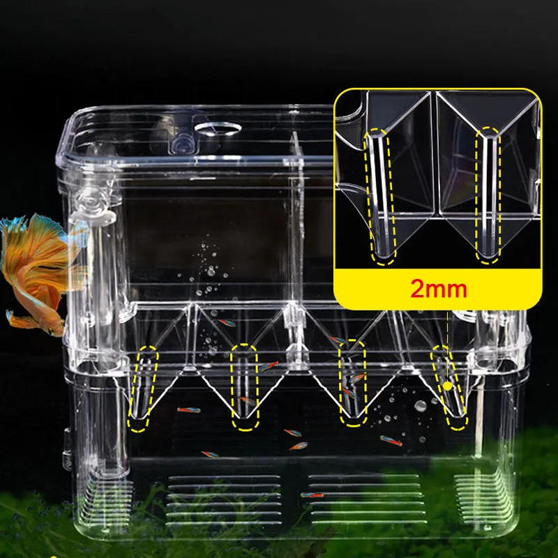 Aquarium Breeder Box for Fish Tank Hatching Incubator Isolation Acrylic 4 Rooms High Clear Fish Breeding Boxes Durable Tank fish breeding box