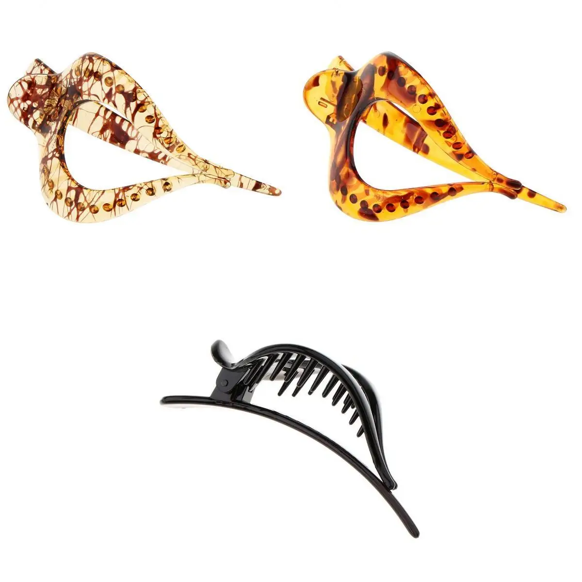 3/pack Large Heart Acrylic Hair Claw Clip Casual Barrette Women