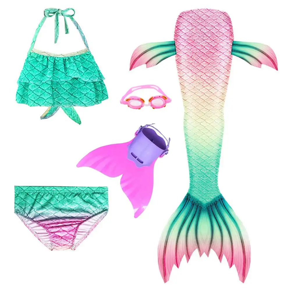 Girls-Walkable-And-Swimmable-Mermaid-Tail-Swimsuit-Cosplay-Costume-Kids-Children-Bikini-And-Sparkle-Mermaid-Swimtail(8)