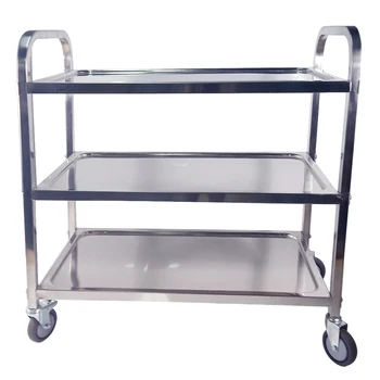 

Stainless Steel 3 Tier Trolley Cart Bearing 100kg Storage Trolley with TPR Mute Wheel for Catering Hotel Restaurant