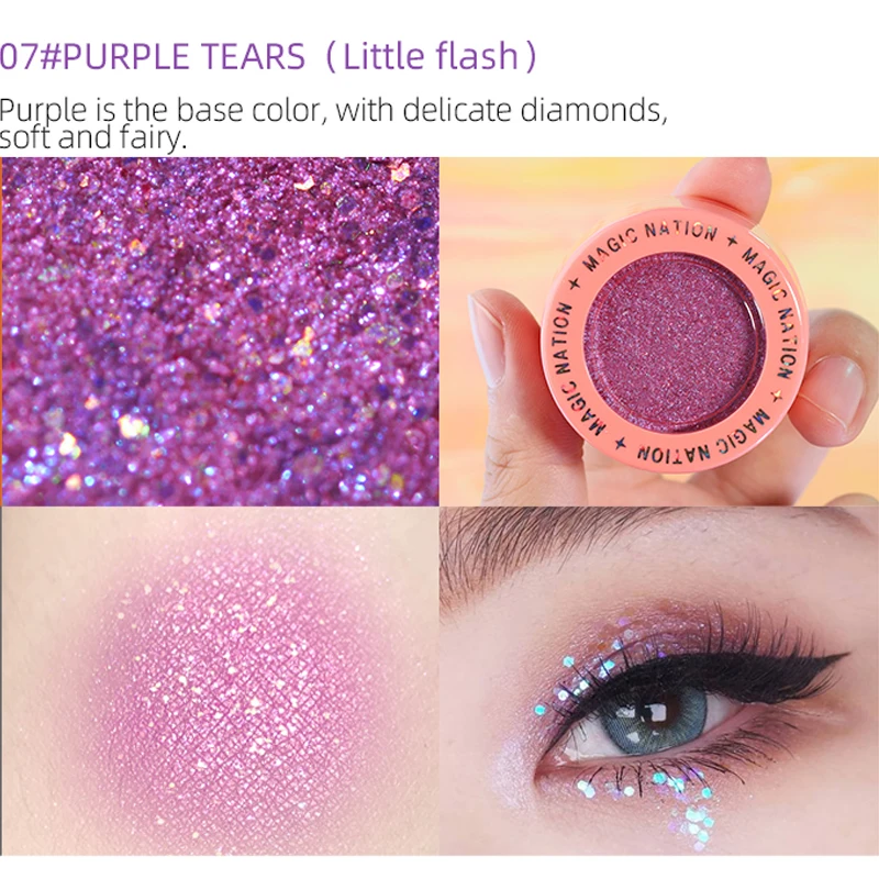 07Purple-tears WODWOD Тени Палитра Блеск тени для век Красота глазурованные тени для век красочные жидкие тени для век вечерние макияж Сияющий макияж для глаз - Цвет: 07Purple-tears