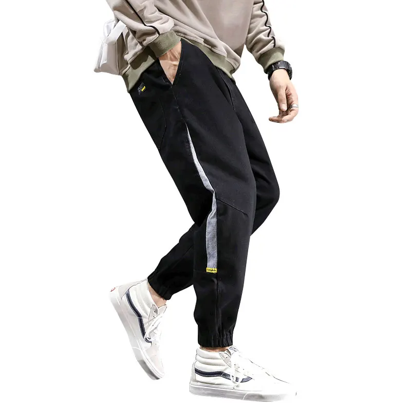 

2019 New Pants Punk Style Fashion Mens Jeans Black Loose Fit Jogger Pants Khaki Color Hip Hop Jeans Cargo Pants