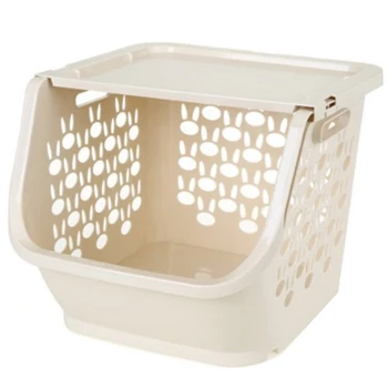 

EASY-Kitchen Storage Basket Plastic Multi-Functional Hollow Vegetables Fruit Racks With Cover Storage Basket For Organizers