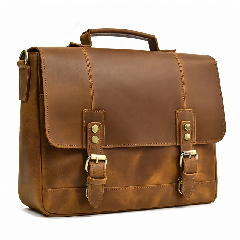 BrandDesignerLeatherBriefcaseOfMenMaleGenuineLeatherLaptopBagBusinessTravel