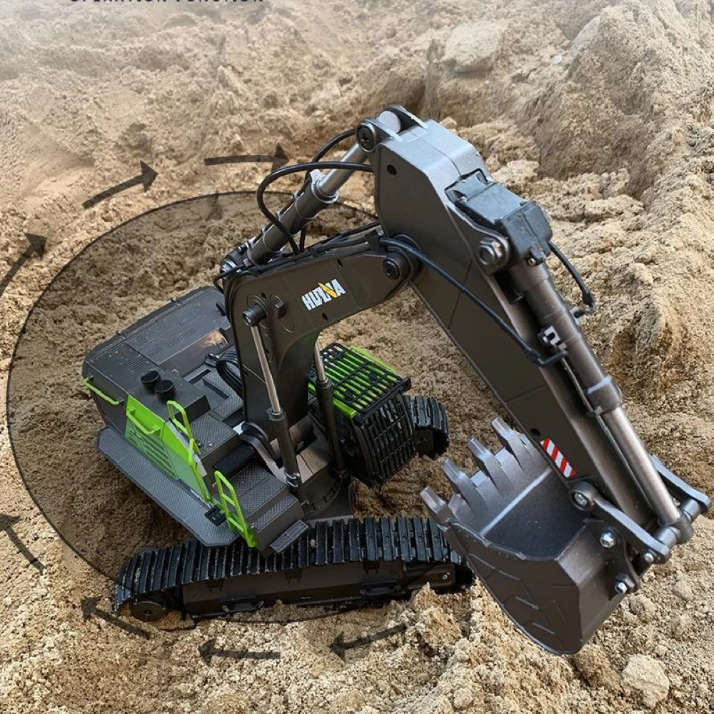 HUINA 1593 RC Excavator 1/14 Alloy Truck 2.4GHz Radio Control Car 22 Channel Construction Vehicle Sound Toy Kid Christmas Gift 5