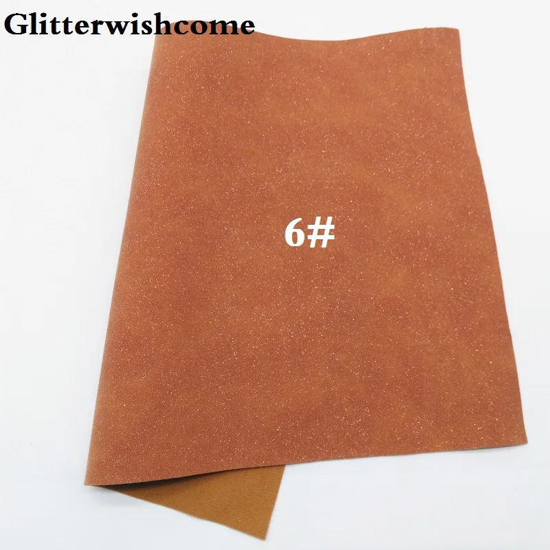 Glitterwishcome 21X29 см А4 Размер синтетическая кожа, замша кожа с блестками, искусственная из искусственной кожи Ткань Винил для бантов, GM036A - Цвет: 6