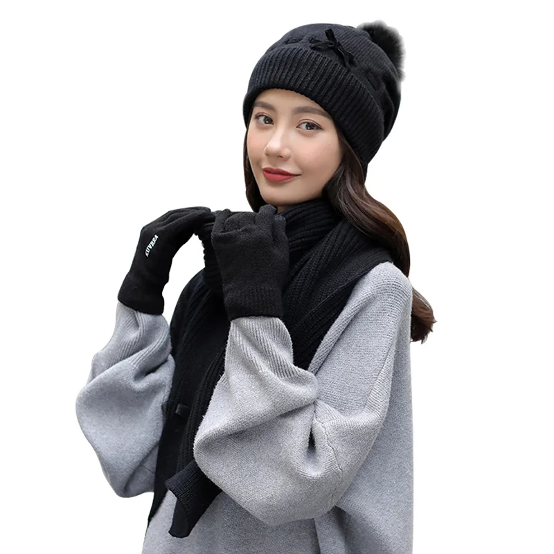 black hat and scarf set