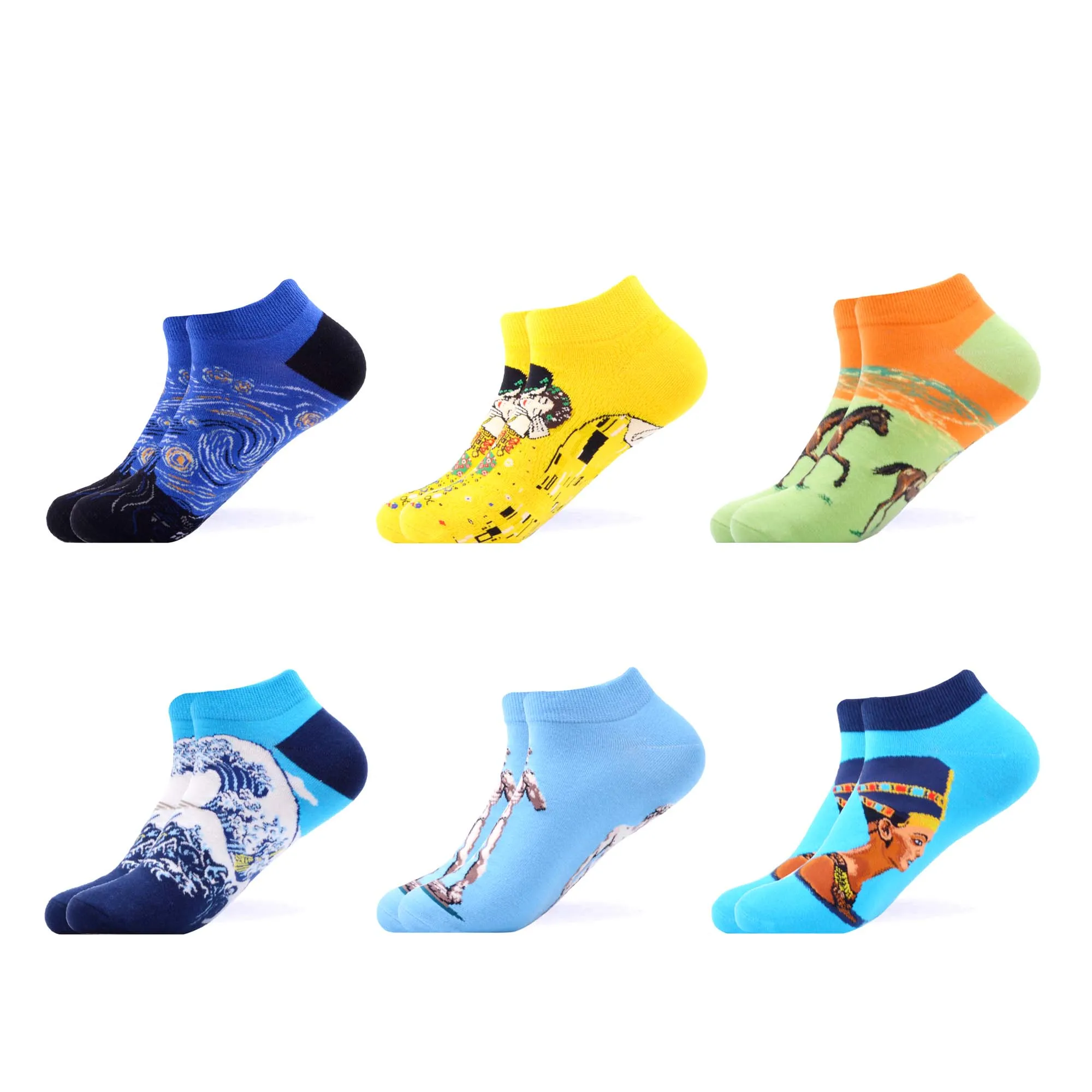 SANZETTI 6 пар/лот, мужские летние носки, повседневные носки из чесаного хлопка, цветные клетчатые носки с рисунком животных - Цвет: B05734