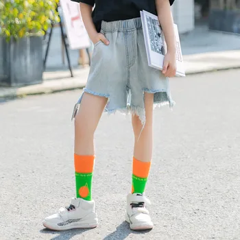 

Girls' denim shorts thin summer clothes 2020 new style of foreign children's trouser trend medium and big child 6-38
