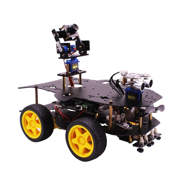 Raspberry pi 4WD Smart Robot with WIFI HD Camera Track Avoid Follow Function Car for Raspberry Pi 4B/3B+(Not Include Battery) 5