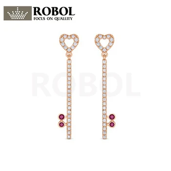 

High Quality Original SWA Earrings with Original Engraving RG LOCKMYHEART KEY EARRINGS Woman Luxury Jewelry Gift Free Shipping