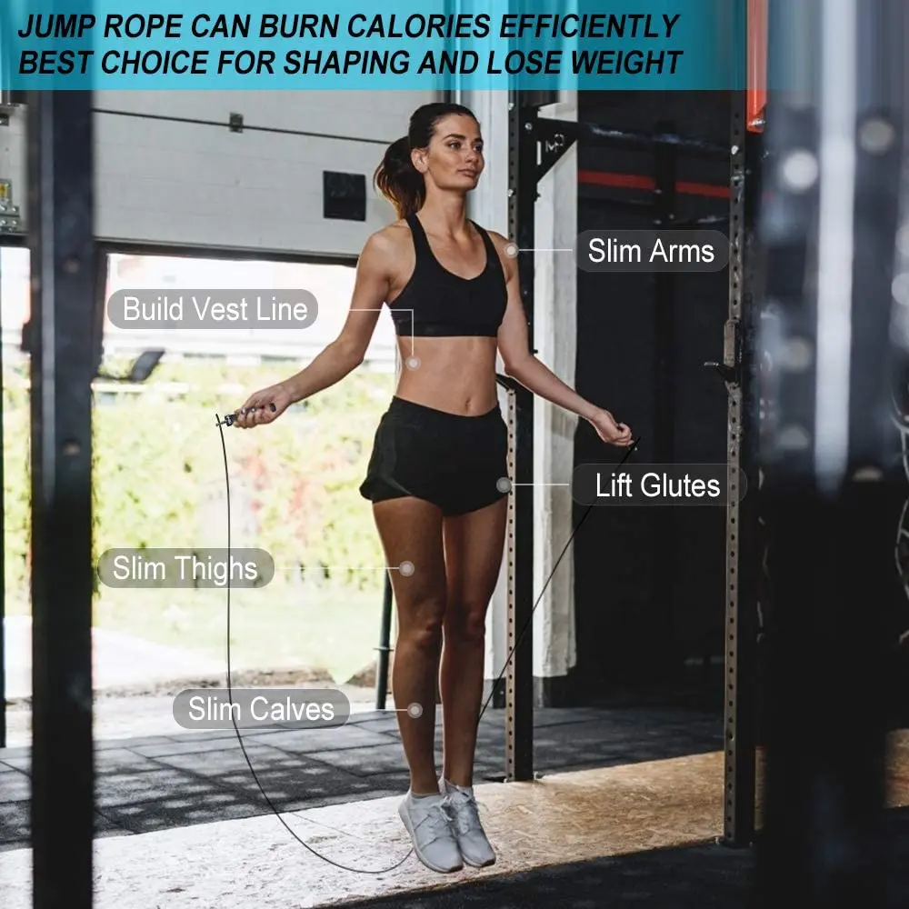 Weighted Jump Rope Skipping Rope Tangle-Free Speed with Ball Bearings for Exercise Fitness Adjustable Rapid Speed Jump