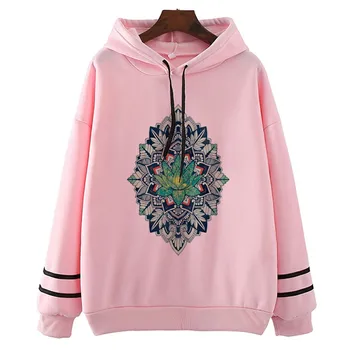 

Lotus Mandala Harajuku Hoodie Women Ulzzang Casual Funny Print Hoodies Women Graphic Aesthetic Tops Sweatshirt StreetWear