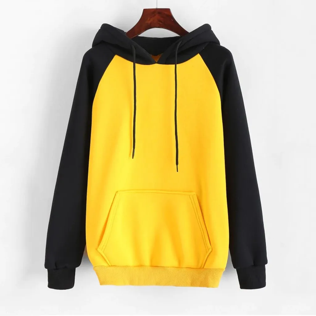 Hoodies Women Autumn 2019 Patchwork Long Sleeve Hooded Harajuku Streetwear Hoodie Hoodies And Sweatshirts Women Pullovers