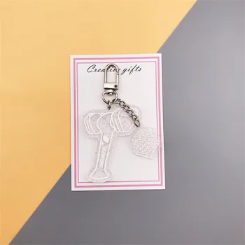 

Kpop BLACKPINK GOT7 TWICE EXO White Transparent Keychain Flashing Creative Bag Plush Pendant Keychain Accessory 7.5*11CM