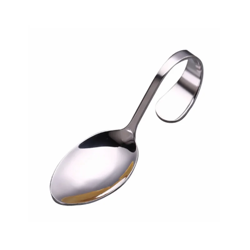 sharp spoon Stainless Steel Creative Curved Handle Cutlery Bent Fork Spoon Kitchen Tableware for Dessert Buffet Salad WB754 - Цвет: sharp spoon