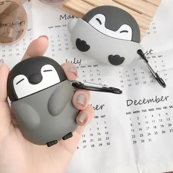 

Cute Penguin Silicone Protective Cover For Airpods Box Case Charging Earphone 1/2/3 Pods Bluetooth Air Pro For Apple Wirele M7J2