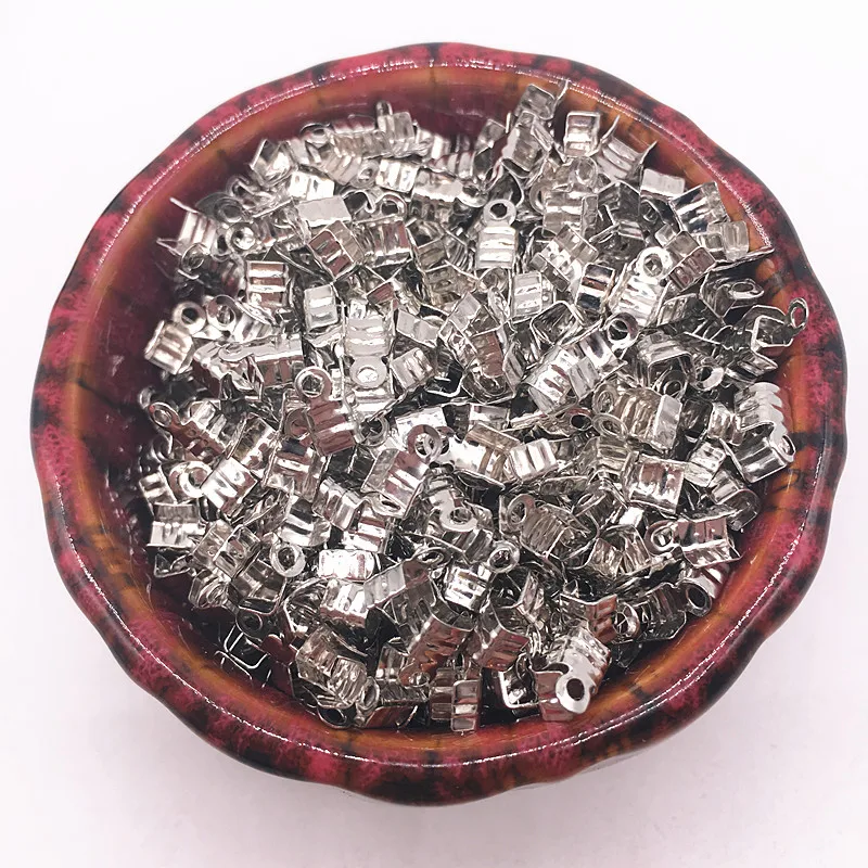 04 dull silver 200 шт./лот, шнуры, обжимные концевые колпачки, концевые застежки, бусины для изготовления ювелирных изделий, браслет, ожерелье, фурнитура для ювелирных изделий, соединители, сделай сам - Цвет: 04 dull silver