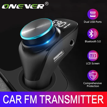 

Bestever fm transmitter Modulator Wireless Bluetooth 5.0 AUX Car Mp3 Player Double USB Charger Handsfree LCD screen car Adapter