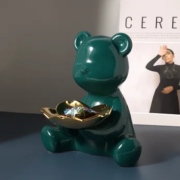 

Nordic Light Luxury Violent Bear Decorative Ornaments Ceramic Creative Porch Key Storage Accessories Home Gifts