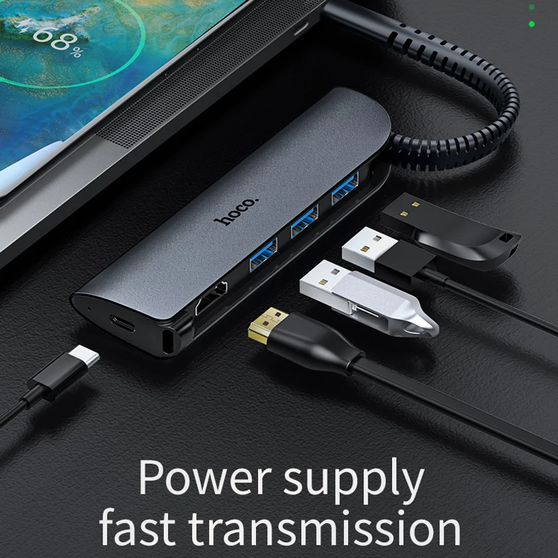  HOCO 5in1 USB Converter Docking Station USB Type C to HDMI USB 3.0 PD Hub Adapter for MacBook Pro i