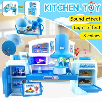 

Funny Kids Kitchen Toy Simulation Kitchen Toy Light/Music Effect Dinnerware Pretend Play Kitchen Cooking Table Set Children Gift