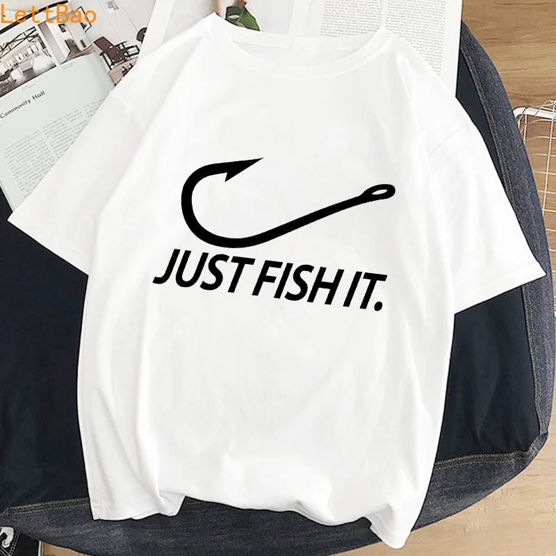 Женская и мужская футболка с надписью Just Fish It|Футболки| |